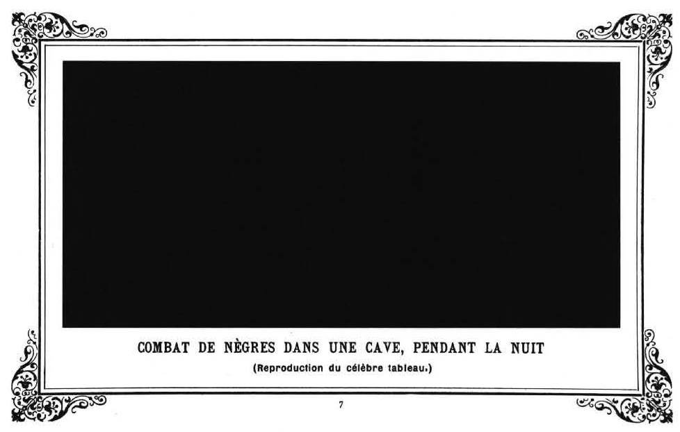 Alphonse Allais, reproduction du tableau de Paul Bilhaud, Combat de Nègres dans un cave, pendant la nuit 1882, in Album primo-avrilesque, Paris 1897, p 7, 12,4 x 18,5 cm