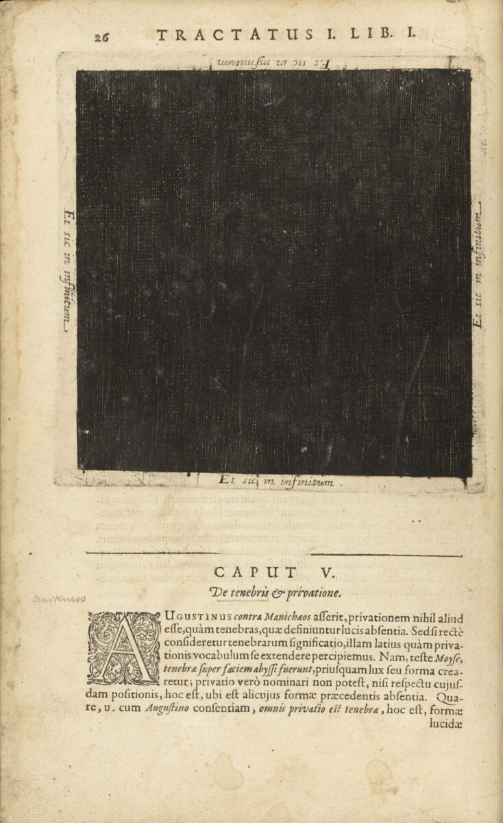 Carré noir de Robert Fludd représentant le néant antérieur à l'univers, extrait de son Utriusque Cosmi (1617)