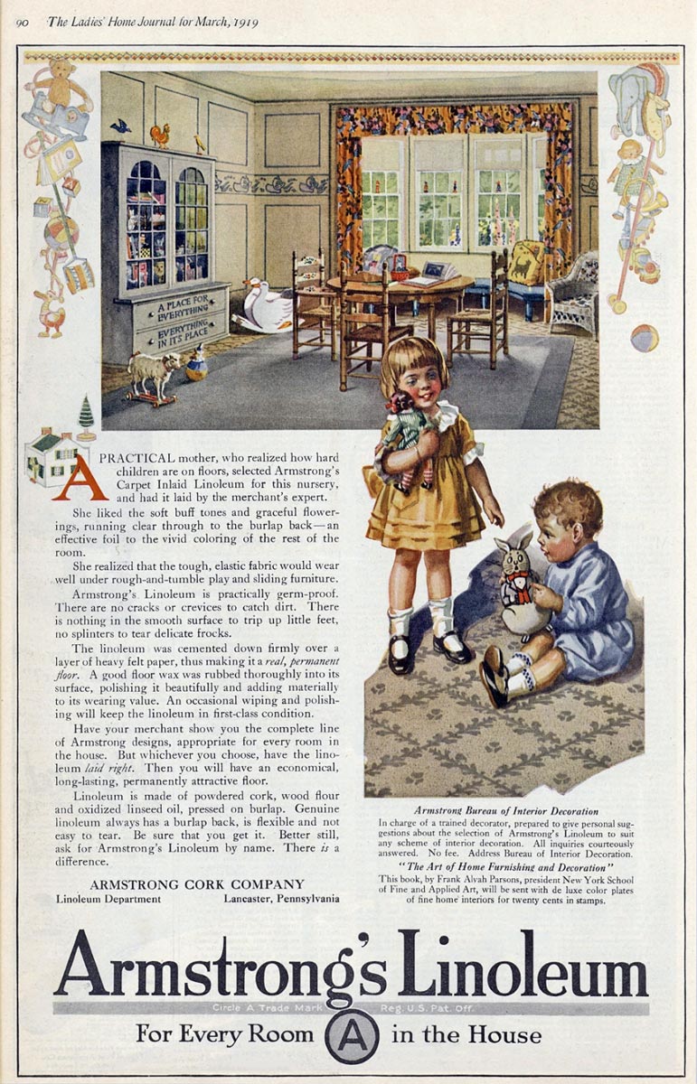 Publicité Armstrongs Linoleum 1919