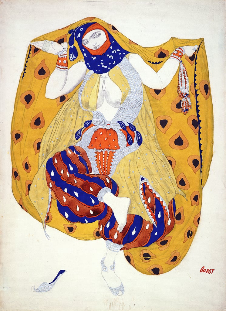 Croquis de costume pour une danseuse du ballet Shéhérazade produit par Diaghilev - Leon Bakst 1910