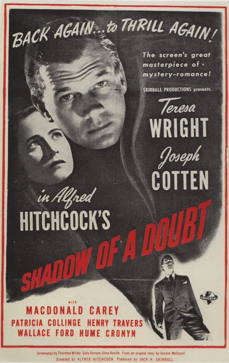 Affiche de “L'Ombre d'un Doute” d'Alfred Hitchcock,