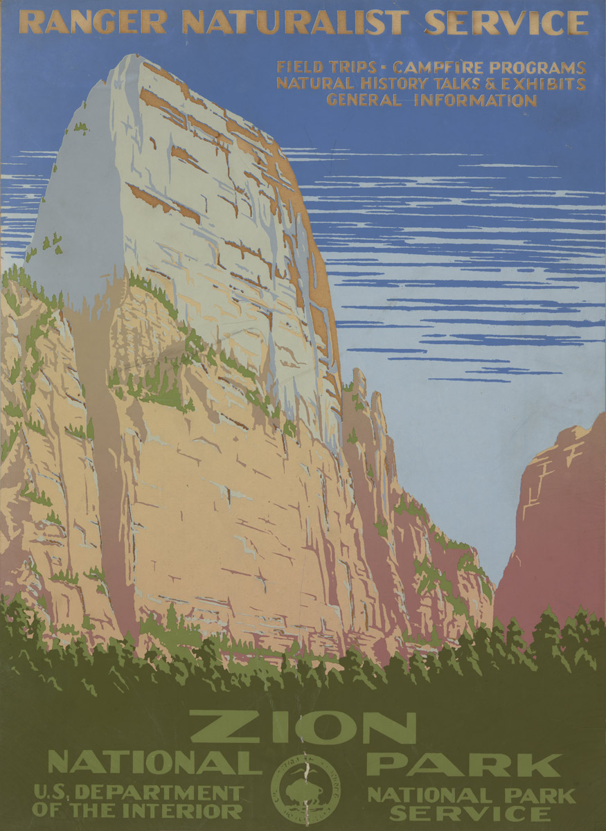 Affiche pour Zion National Park, Ranger Naturalist Service - 1938