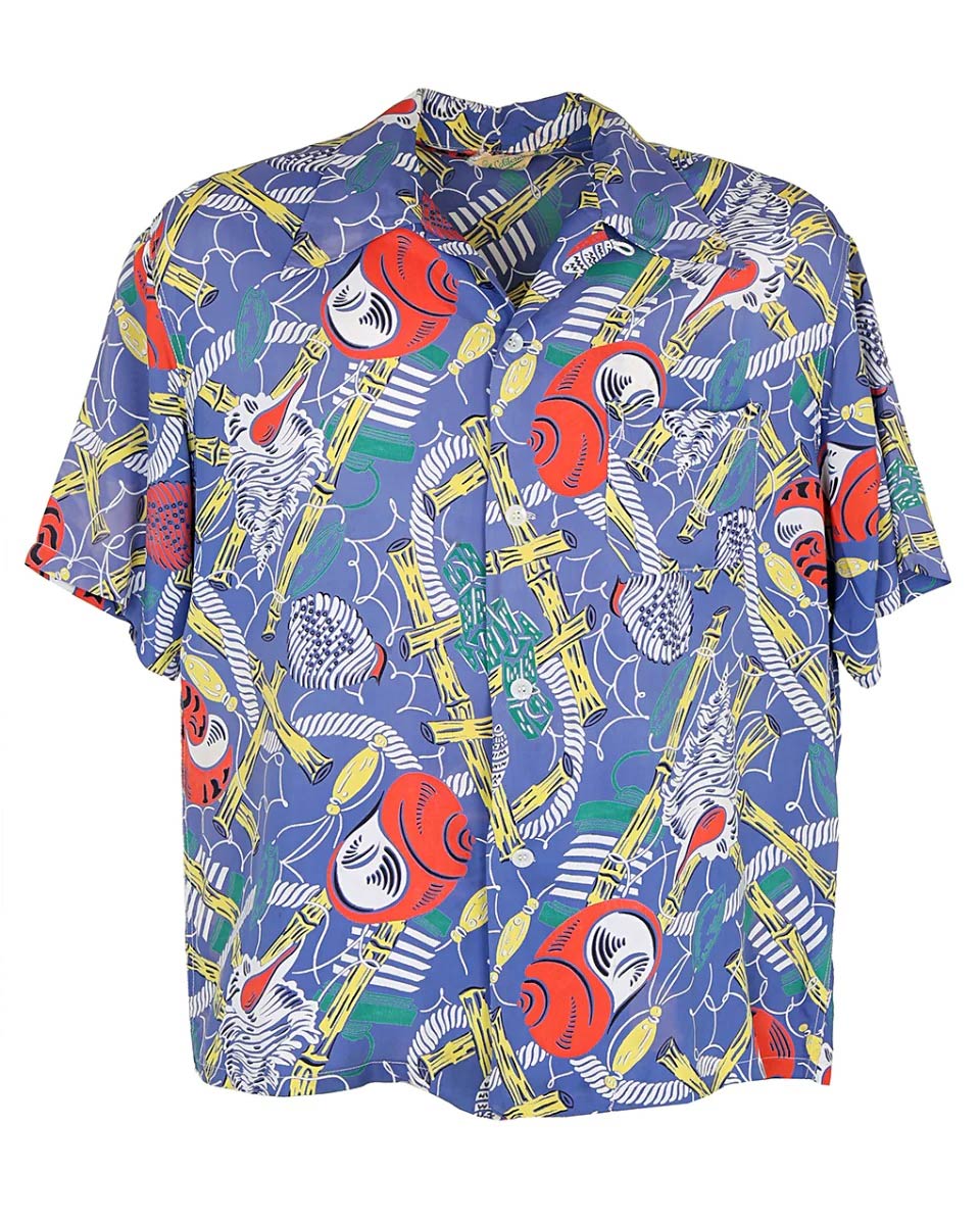 Chemise hawaïenne Années 1940 en rayonne made in California