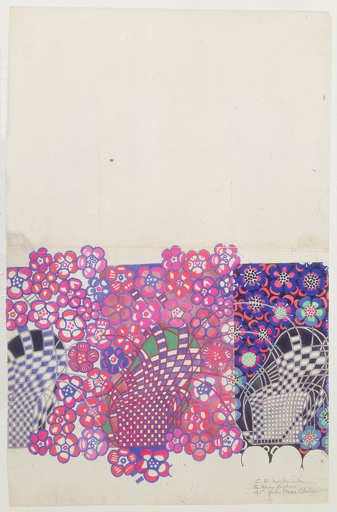 Croquis de fleurs de tabac bleues et roses - Charles Rennie Mackintosh -1915-1920