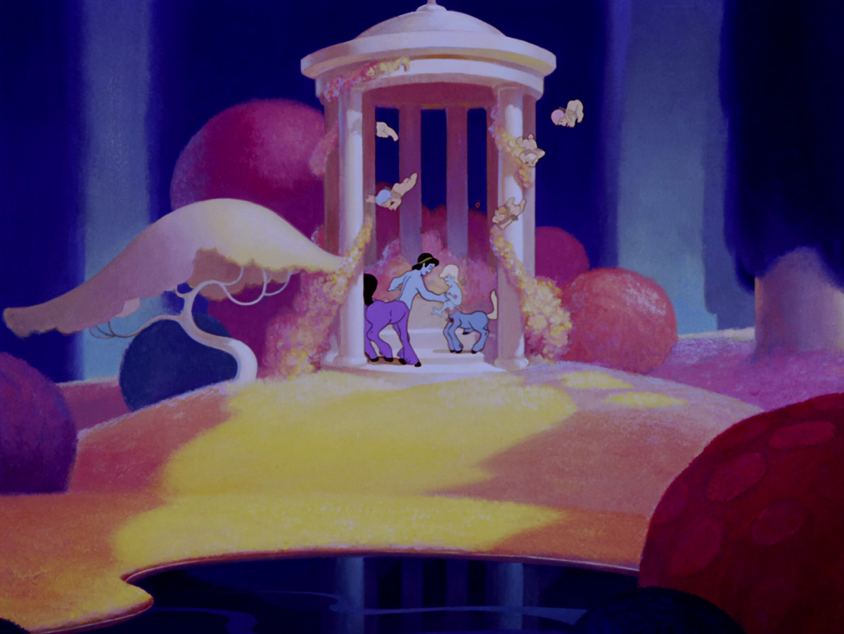 La coupole grecque sur le lac de la Symphonie Pastorale dans Fantasia 1940 Studios Walt Disney