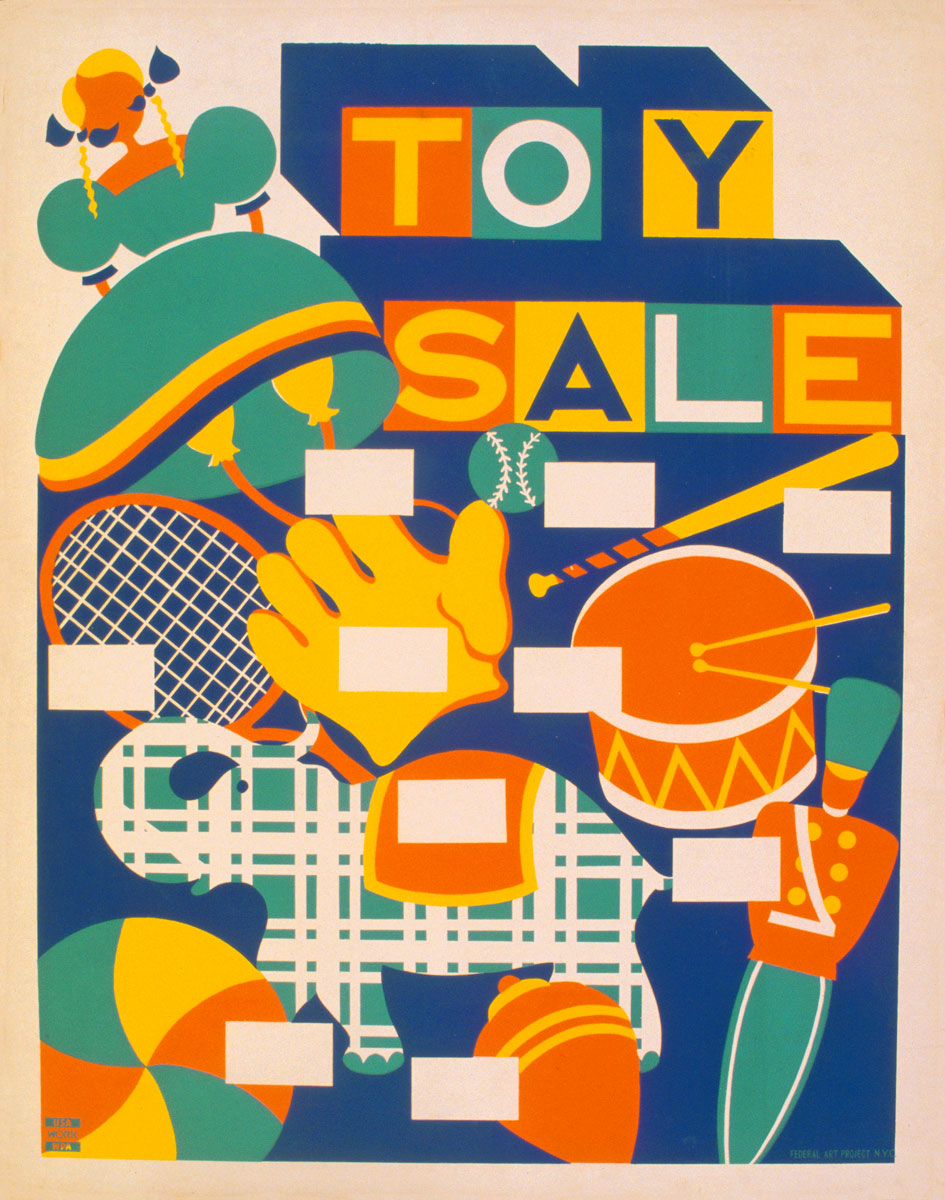 “Toy Sale”, affiche annonçant la vente de jouets, Federal Art Project, entre 1936 et 1941